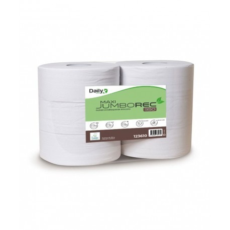 PAPIER HYGIÉNIQUE MAXI JUMBOREC 350 MÈTRES ECOLABEL RECYCLÉ BLANC - COLIS DE 6 ROULEAUX