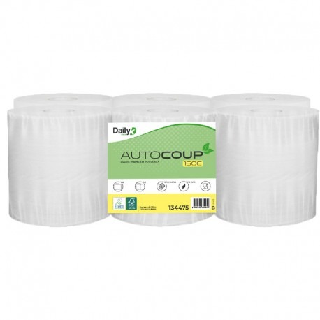 ESSUIE-MAIN AUTOCOUP ECO PURE OUATE ECOLABEL BLANC 150 MÈTRES - COLIS DE 6 ROULEAUX